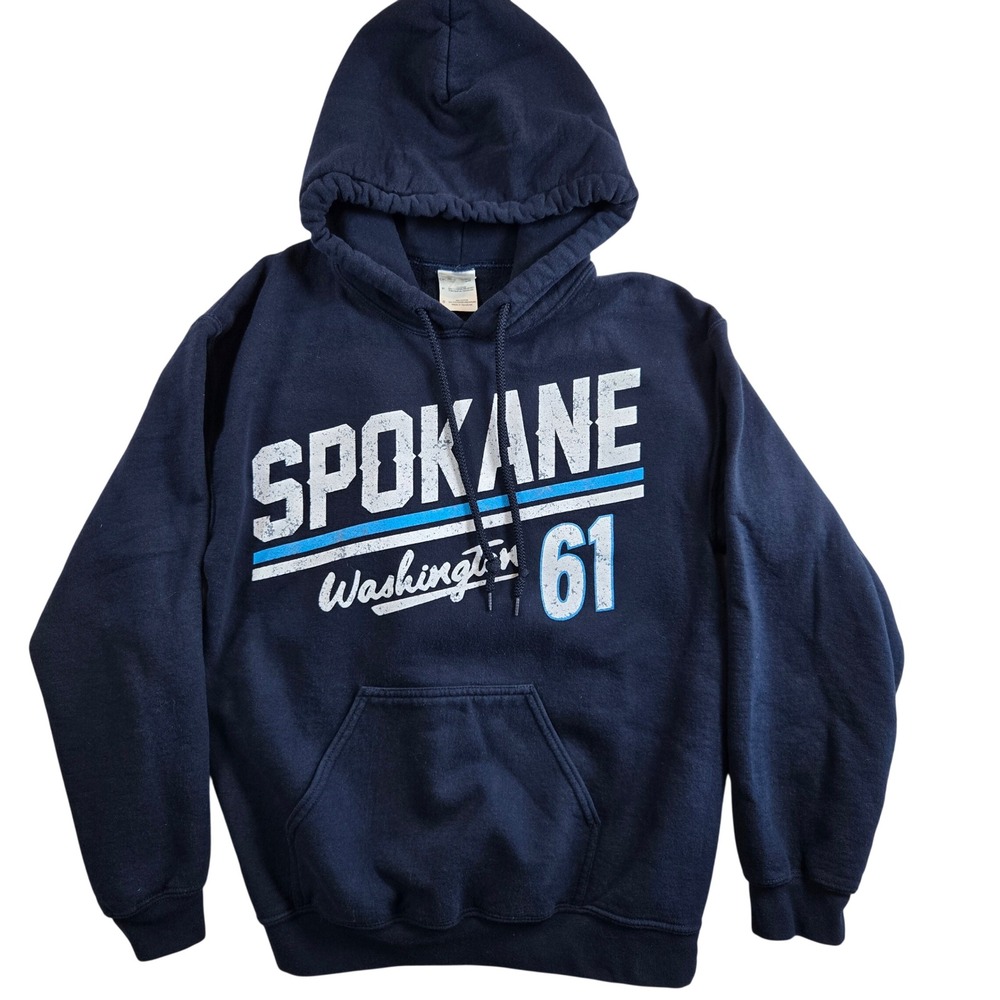 Gildan HeaVY Hoodie Women S Navy Blue Spokane Washington Graphic Distressed